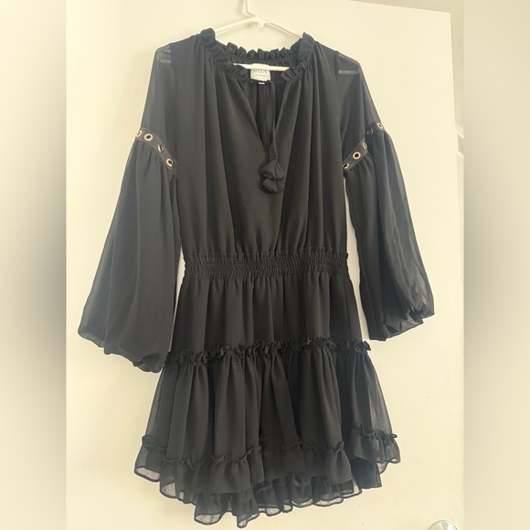 misa smocked ruffle Grommet Detail  mini dress size small - Picture 2 of 5